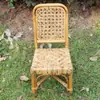 Silla de Ratán Individual Reclinable Silla de Ratán Tejido Silla con Respaldo para el Hogar Sillón de Ratán Natural Silla de Comedor Retro Hecha a Mano para Balcón Sala de Estar