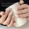 Nuevo accesorio de manicura con lazo de cinta de perla, dulce lazo satinado translúcido para decoración de uñas DIY