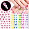 Pegatinas Coloridas para Uñas de Estrella, Lindas Estrellas de Cinco Puntas Macarrón Dopamina, Calcomanías Portátiles de Estrella de Cinco Puntas y Corazón para Uñas y Cara de Verano