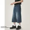 Pantalones Cortos de Mezclilla Retro Americanos de Mejor Venta en Aliexpress para Hombre, Shorts Rectos Holgados de Pierna Ancha con un Diseño Elegante, Transfronterizo
