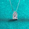 Collar de Plata Esterlina con Moissanita para Mujer, Versátil, de Alta Gama, Colgante Rectangular con Forma de Corazón, Cadena de Caja que no se Decolora, Fabricante Mayorista