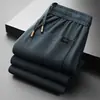 Pantalones casuales de chenilla de alta gama para primavera en Hong Kong, nueva colección de otoño para hombre, corte holgado, pierna recta, pantalones de chándal atléticos de talla grande