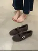 Zapatos Mary Jane de estilo coreano para la noche, con estampado de leopardo y pelo, para mujer, adecuados para usar al aire libre en otoño e invierno, nuevo modelo 2025, mocasines cálidos y de felpa de algodón