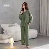 Algodón PuroNuevo Otoño para Mujer Manga Larga Cuello Redondo Estampado Floral Estilo Dulce Corte Holgado Conjunto de Ropa para el Hogar