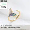 Juego de Joyería de Plata S925 Accesorios Nácar Fresco Natural Esmalte Multicolor Pendiente Colgante con Forma de Cola de Pez