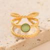 Joyería europea y americana de acero inoxidable moda de lujo ligero anillo de gema incrustada de tres líneas de presión de aceite apertura ajustable anillo de acero de titanio