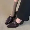 Primer Encuentro Temporada 2026: Zapatos de vestir sencillos estilo retro con un diseño chic y versátil, que presentan un tacón grueso y punta fina, una nueva colección de mocasines otoño/invierno