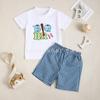 Ropa Nueva para Bebés 2025 para Lactantes y Niños Pequeños, Conjunto de Dos Piezas a Cuadros y Camiseta de Béisbol de Manga Corta con Letras Casuales de Verano para Niños
