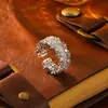 Anillo de Zirconia Estrella Super Flash para Mujer Diseño de Nicho Moda Simple Elegante Lujo Ligero Gama Alta Anillo Abierto para Dedo