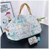 Bolsa de Compras Plissada Estilo Japonês Desenho Animado Verde com Botão de Pressão Ultra Leve Portátil Bolsa de Ombro para Viagem