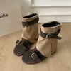 Botines de verano abiertos para mujer con plataforma gruesa, hebilla de cinturón para aumentar altura, pedrería, para usar en exteriores, botas 2026