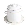 Olla de Cerámica Impermeable para Estofado Hotel Phnom Penh con Tapa Doble Tapa Boles Binaurales para Estofado de Nido de Pájaro con Recipiente Interior Olla para Huevo al Vapor Olla para Estofado Olla Pequeña para Sopa