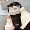 Taza de café de acero inoxidable, taza térmica, taza grande con popote, vaso de agua de aspecto elegante para niñas, vaso para hielo que mantiene el frío para hombres