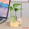 Estaca de madeira em formato de ovelha fofa, vaso de vidro transparente para plantas hidropônicas, recipiente hidropônico de mesa para ambientes internos, vaso simples para arranjo de flores