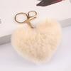 Llavero de bola de pelo de amor arcoíris corazón de durazno felpa accesorios para coche leopardo pareja colgante de corazón fabricantes mayoreo