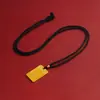 Collar Retro de Aleación de Cobre Marca Ankanwuishi Collar con Placa para Hombres y Mujeres Cuerda Negra Ajustable Estilo Étnico Oro de Imitación Joyería