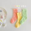 Calcetines infantiles Z297 venta al por mayor solo calcetines de encaje de malla de color liso para primavera y verano con borde de burbuja de algodón para niñas