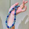 Conjunto de Pulsera y Collar de Cristal Artificial Redondo de 10 mm de Alta Definición y Alta Calidad, Color Mixto Gris Pavo Real Azul, Perla Tahitiana
