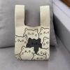 Ins Internet celebridade bolsa feminina malha lã balde saco japonês e coreano estilo all-match bolsa casual bolsa tote lancheira saco