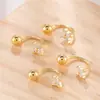 Pendientes de trébol con hebilla giratoria de diamante flash europeos y americanos Gancho para oreja de flor de circón dulce fresco Mori Ganchos de rosca Pendientes de botón