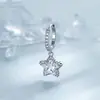 Estilo Coreano Plata Luz de Estrella Fresco y Elegante Cobre Zircón Estrella Colgante Unisex Hensen Joyería Pendientes