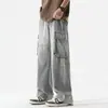 Pantalones de Trabajo Americanos para Hombre Primavera y Otoño Marca de Tendencia Nacional Casual High Street Holgados Estilo Funcional Multibolsillos Pantalones de Pierna Ancha para Hombre