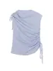 [Entrega Directa del Fabricante Original] Camiseta de Verano sin Mangas con Rayas Azul Francés y Cordón en la Cintura con Tirantes