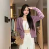Suéter cárdigan tejido original suave y acogedor para mujer, nuevo estilo popular para primavera y otoño, top petite retro americano