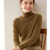 Suéter Feminino Macio e Aconchegante de Cashmere com Gola Clássica Lisa, Adequado como Camada Base ou Suéter de Tricô Elegante para o Dia a Dia