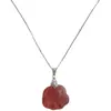 Collar de Cristal de Fresa Flor de Durazno Colgante de Pata de Gato para Pareja Cadena de Clavícula Rosa de Cristal Plateado para Mujer Verano Simple y Dulce