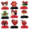 Ornatos de Favo de Mel com Tema Joaninha de Desenho Animado para Crianças Ornatos de Favo de Mel com Tema Cogumelo Joaninha Cartão de Papel de Favo de Mel para Mesa de Jantar Decoração de Mesa com Ornatos de Favo de Mel