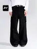 Calça Jeans de Trabalho de Algodão Retro Americana Feng Mei Solta Retro Casual Unissex Emagrecedora Multi-Bolsos Silhueta Calça de Perna Larga