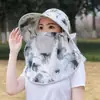 Sombrero de Sol de Verano con Cubierta Facial para Recolección de Té, Sombrero para Montar para Mujer con Protección Solar y UV, Mascarilla Refrescante