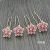 Palillos de horquilla para el cabello en forma de U de moda, exquisitos accesorios para la cabeza de novia con incrustaciones de diamantes de cristal, pasador de flor de pedrería, accesorios para el cabello para recogidos