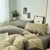 Juego de ropa de cama de cuatro piezas liso de color sólido, listo para usar, de algodón puro, juego de dos tonos de lujo ligero para dormitorios de personal y estudiantes, juego de tres piezas