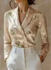 Camisa Satinada de Manga Larga con Estampado de Rosas Estilo Francés para Mujer de Temu, Elegante Top Nuevo para el Trabajo
