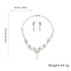 Set de Pendientes y Collar con Colgante de Perla en Forma de Hoja Incrustada de Diamantes, Cadena Clavicular Retro Francesa, Joyería de Lujo Ligero y Alta Gama al por Mayor