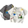 Camiseta de manga corta para niño, estilo nuevo de verano 2026, fina, cuello redondo, estampada, de manga corta, ropa de verano
