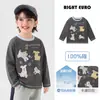 Camiseta de Manga Longa de Algodão Puro Estilo Boy Cartoon Europa Direita Primavera e Outono Top Roupa Infantil 2026 Novo Estilo Roupas de Outono para Crianças Bebês Tendência