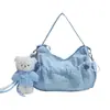 Bolsa de nylon estilo coreano con cordón de gran capacidad para mujer, nueva bolsa cruzada de un solo hombro de nicho 2026, bolsa de mano plisada para la escuela