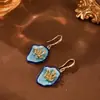 Colgante Vintage Incrustado de Diamantes Pendientes Geométricos, Pendientes Estilo Palacio Retro, Diseño de Nicho, Lujo Ligero y de Alta Gama