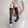 Medias Blancas de Encaje Medias de Verano Finas para Niños Lazo de Encaje Estilo Lolita Hueco Calcetines de Ballet para Pantorrilla