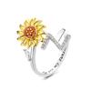 Anillo Giratorio de Girasol Ajustable Transfronterizo Europeo y Americano Antiestrés Ansiedad Anillo de 26 Letras Anillo Giratorio de Girasol