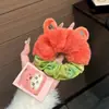 Scrunchie de Lã Cinza Xadrez Retro Coreano com Laço de Renda para Mulheres, Coque Extra Grande, Rabo de Cavalo Baixo, Acessório de Cabelo
