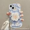 Pintura al Óleo Flores Azules Ola Ovalada Soporte Funda para Teléfono para Xiaomi 11/12/13 Redmi K40/K50 Anti-Caída