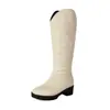 Novas Botas Europeias e Americanas de Cano Alto, Botas Romanas Retro com Zíper Traseiro, Botas Profissionais de Salto Médio, Tamanhos Grandes 40-46, Botas de Exportação