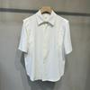 Camisa Masculina de Manga Curta em Seda Gelo Drapeada de Alta Qualidade, Top de Verão de Meia Manga, Estilo Coreano Moderna Cor Sólida Sem Passar Camisa de Manga Média