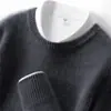 Outono/Inverno 2026 Novo Suéter de Malha Cashmere Masculino Gola Redonda Solto Cor Sólida Casual Tamanho Plus Camisa Base