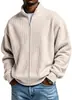 Chaqueta Waffle Primavera y Otoño Cuello Alto Cremallera Cárdigan Casual Americano Holgada Color Sólido Chaqueta de Béisbol Ropa Masculina Transfronteriza