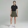 Roupas de Yoga Femininas Saia Esportiva Slim para Tênis Badminton Vôlei Saia Plissada Falsa de Duas Peças Cintura Alta Alta Elasticidade Saia